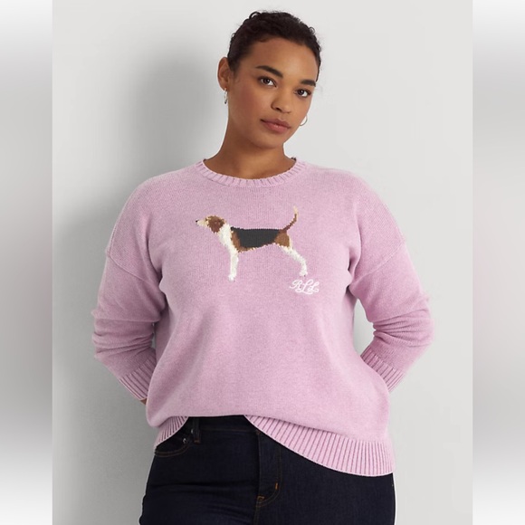 Ralph Lauren Sweaters - Ralph Lauren Beagle crewneck sweater pink lavender cotton pullover 3X see meas.